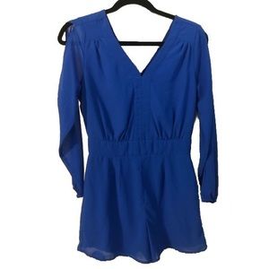 Charming Charlie’s Blue Long Sleeve Romper
